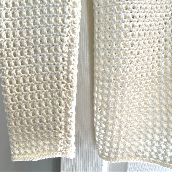 Lauren by Ralph Lauren White Hand Knit Mercerized Cotton Cardigan Size M - Picture 3 of 11